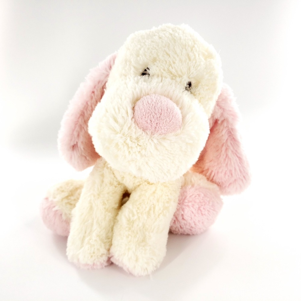 Toys R Us Puppy Dog Plush 10" Stuffed Animal Floppy Ears Cream/Ivory & Pink